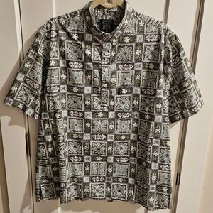 Vintage University of Hawaii Popover Hawaiian Shirt - Green - Size Large